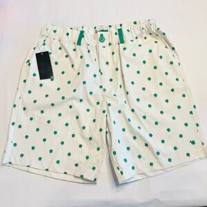 Tipsy Elves St Patricks Day Shorts Clovers All Over Mens M White & Green (A0130)